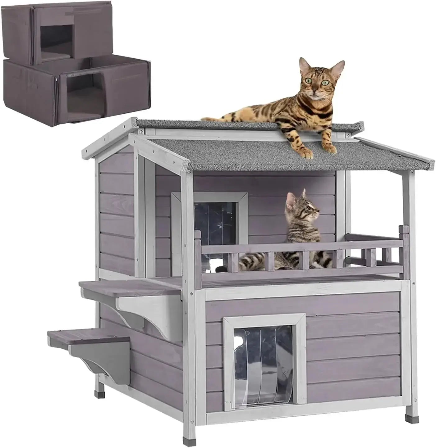 Outdoor Insulated Cat House – Waterproof & Heated Feral Cat Shelter for Winter, Fully Insulated Kitty Condo for Warmth and Protection