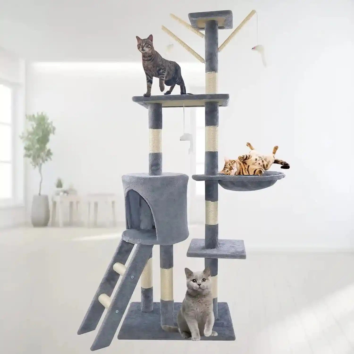 Tall Multi-Level Cat Tree Tower with Scratching Posts, Perches, and Climbing Frame – Perfect Cat Activity Center for Indoor and Outdoor Cats