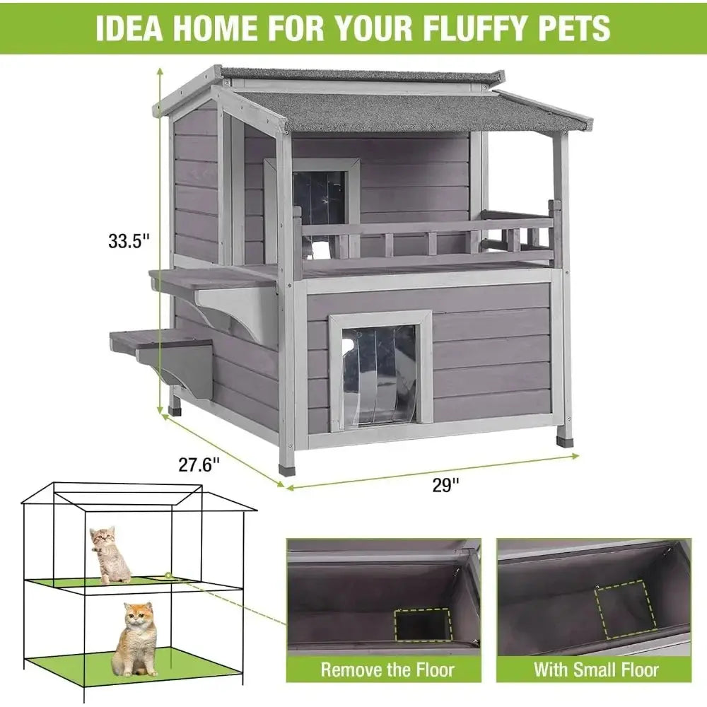 Outdoor Insulated Cat House – Waterproof & Heated Feral Cat Shelter for Winter, Fully Insulated Kitty Condo for Warmth and Protection