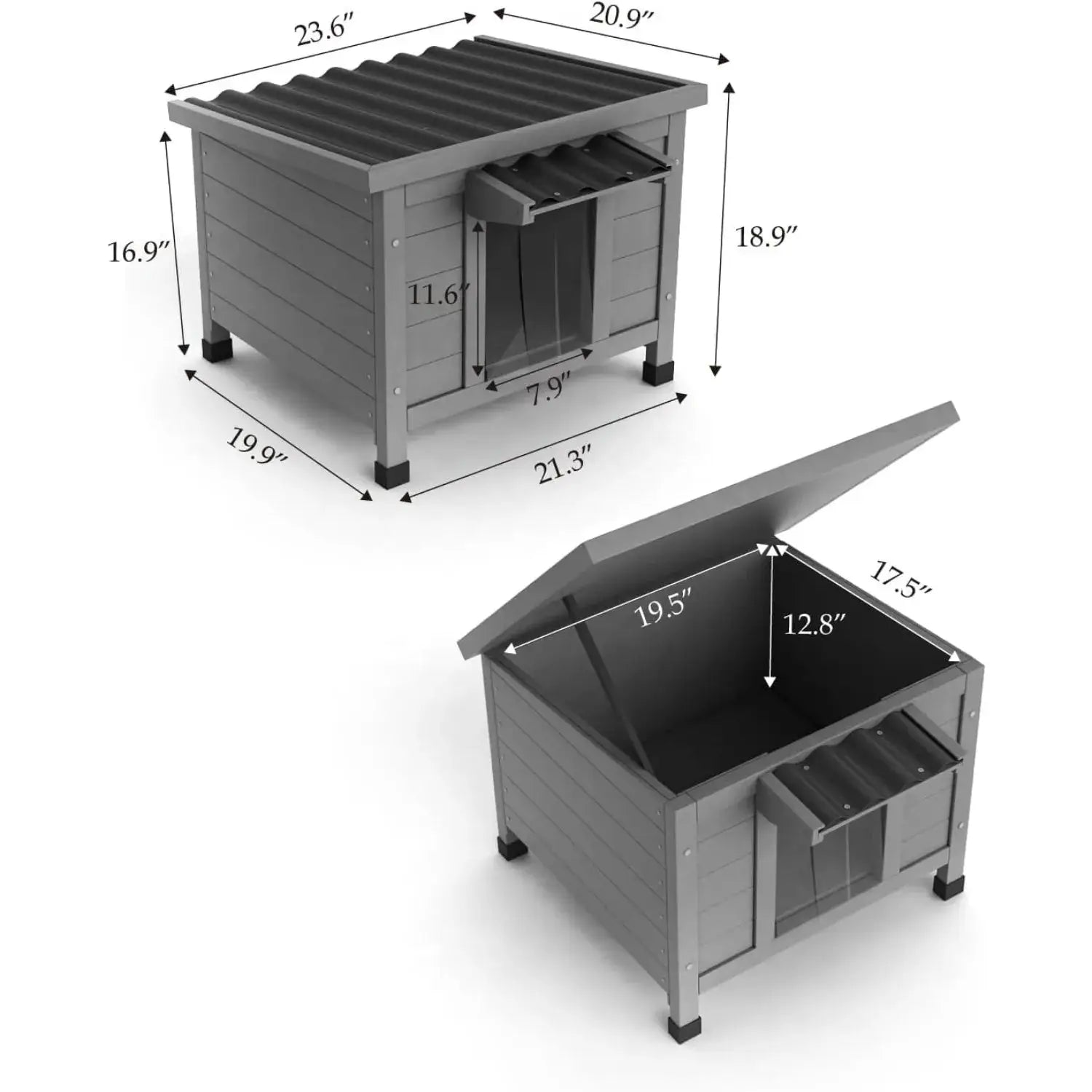 Outdoor cat house feral cat shelter with waterproof and foam-insulated design. Provides warmth and protection for cats in snowy winter conditions.