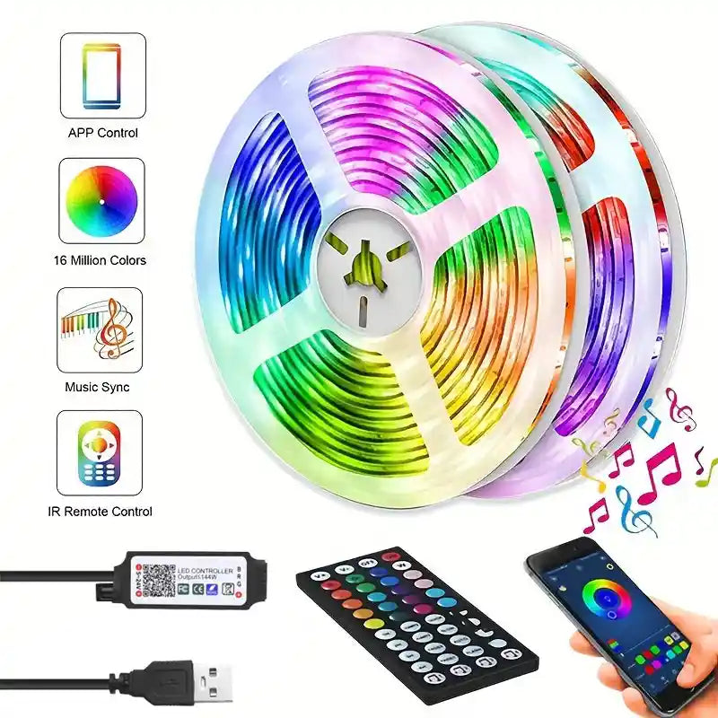 Smart LED Strip Lights – RGB Color Changing, App-Controlled, Battery-Powered Light Strip for Home, TV, and Party Decorations