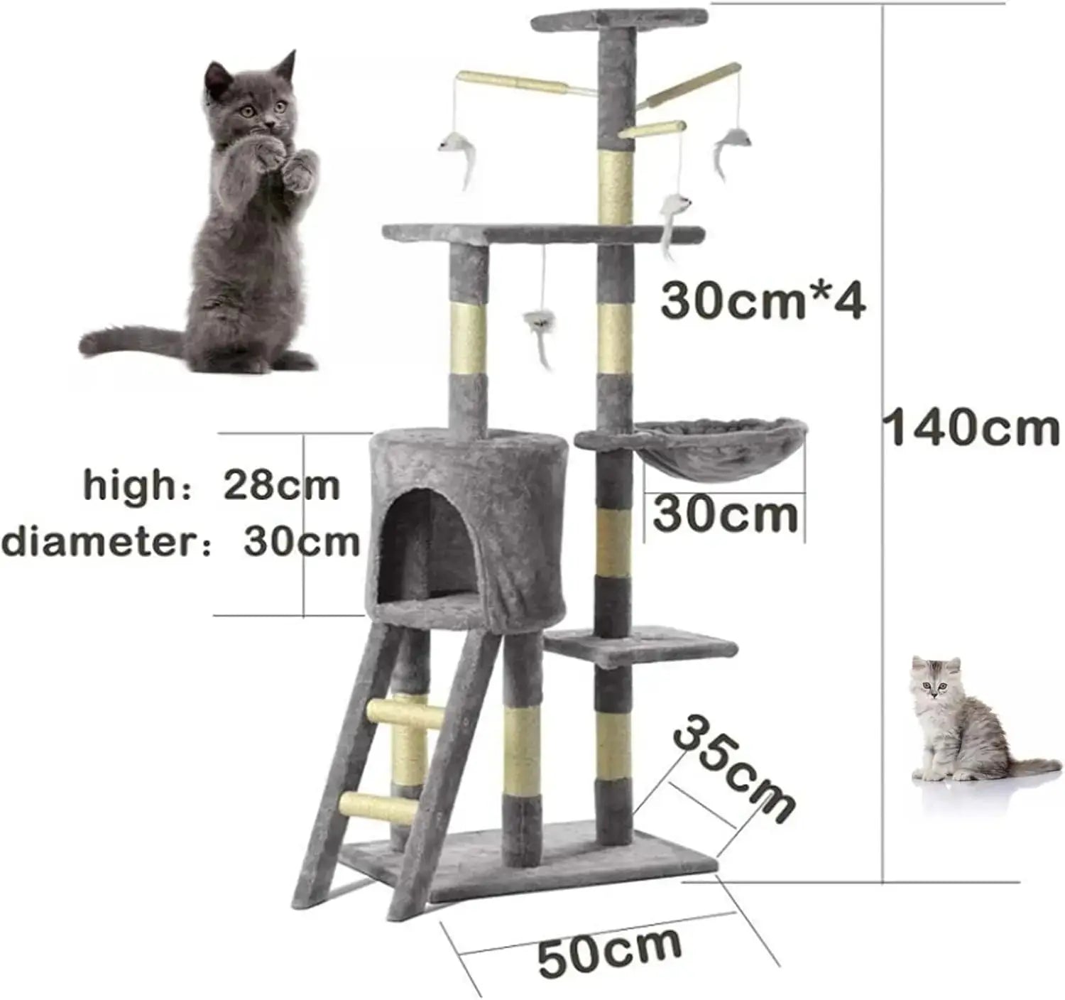 Tall Multi-Level Cat Tree Tower with Scratching Posts, Perches, and Climbing Frame – Perfect Cat Activity Center for Indoor and Outdoor Cats