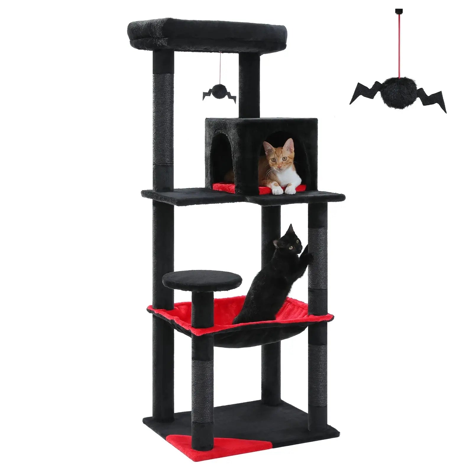 Gothic Cat Tree Tower – Tall Indoor Cat Activity Center with Large Hammock, Scratching Posts, Cozy Condo, and Top Perch for Climbing and Lounging