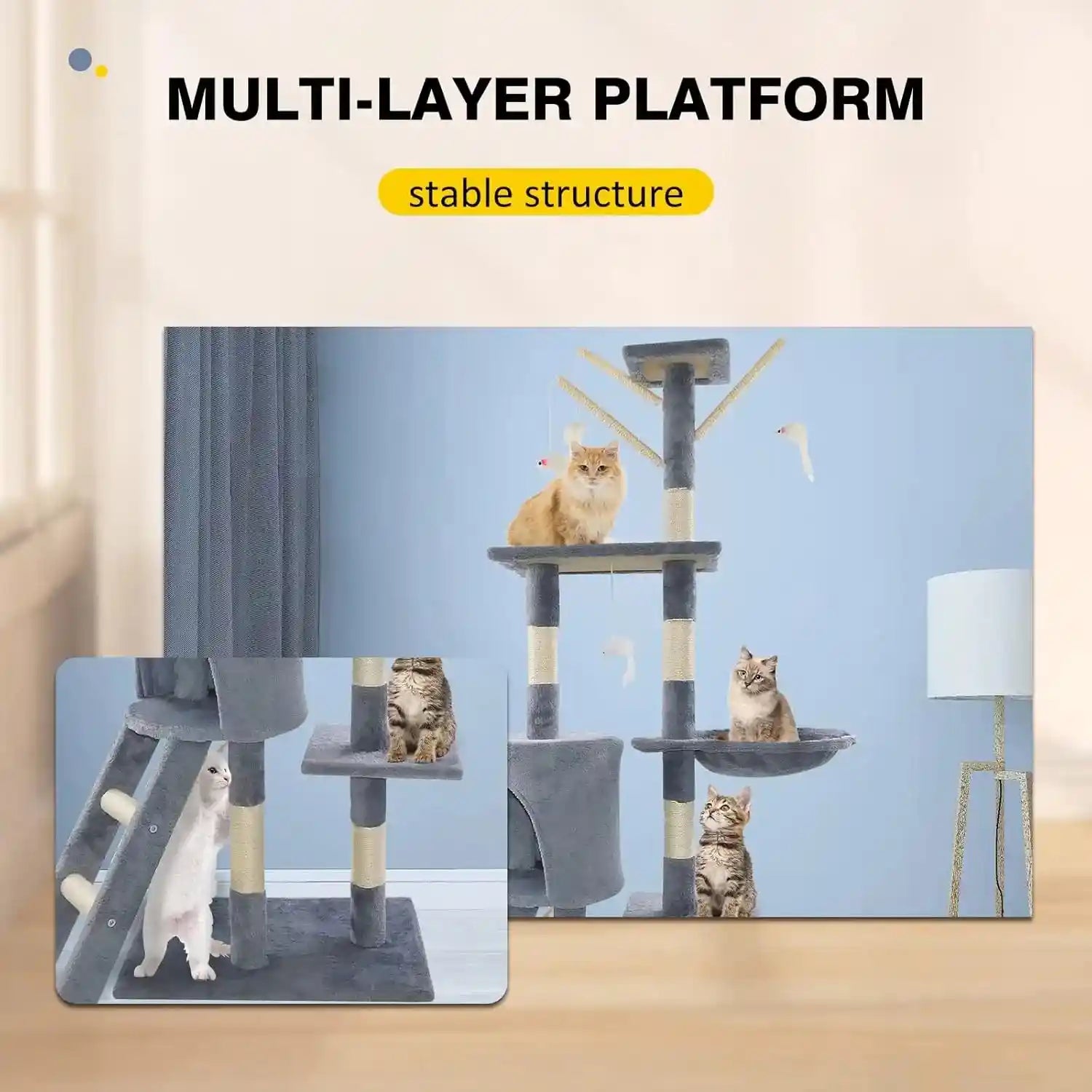 Tall Multi-Level Cat Tree Tower with Scratching Posts, Perches, and Climbing Frame – Perfect Cat Activity Center for Indoor and Outdoor Cats