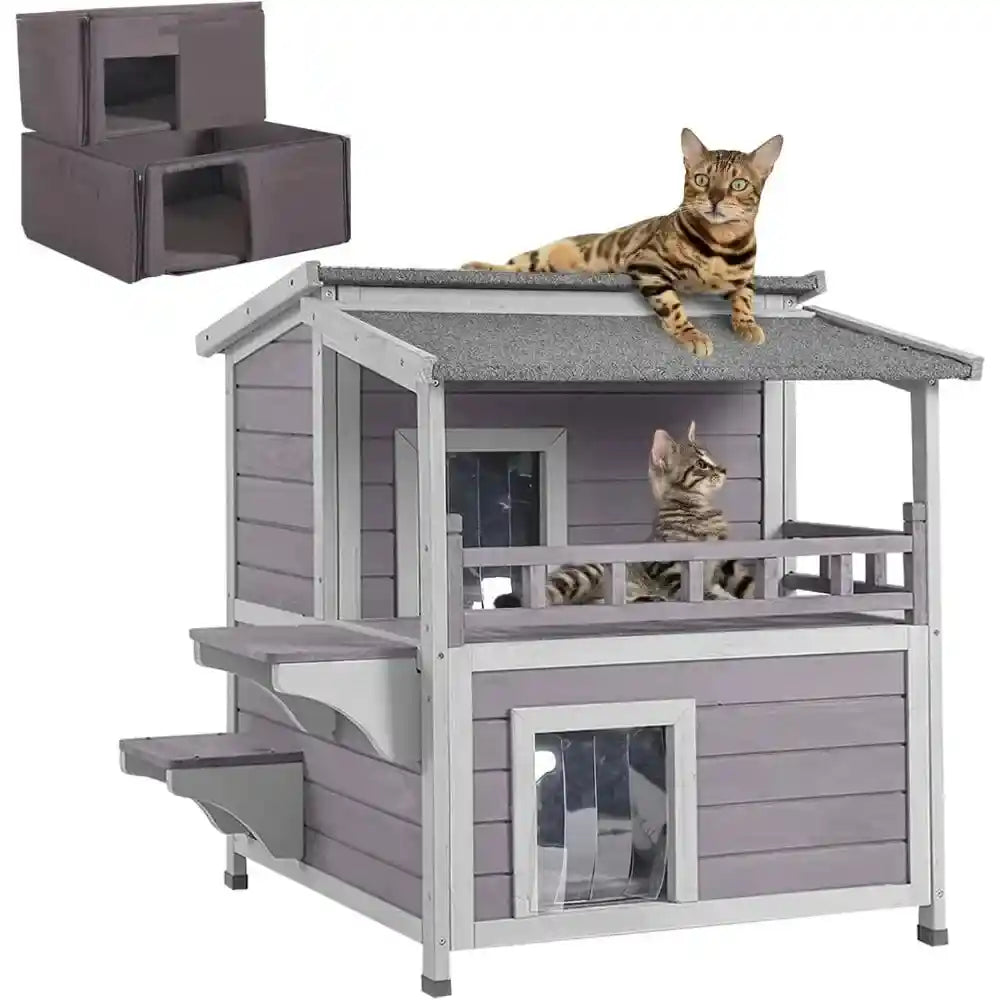 Outdoor Insulated Cat House – Waterproof & Heated Feral Cat Shelter for Winter, Fully Insulated Kitty Condo for Warmth and Protection