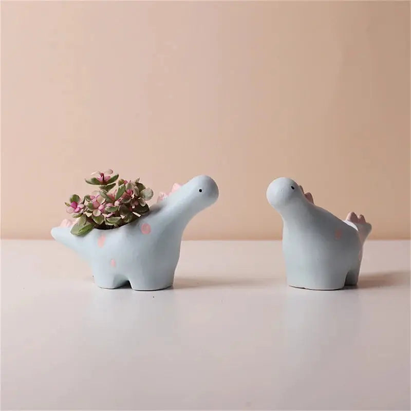  Creative Flower-Shaped Ceramic Plant Pot – Cute Cartoon Elephant & Dinosaur Succulent Vase for Home Table Decor.