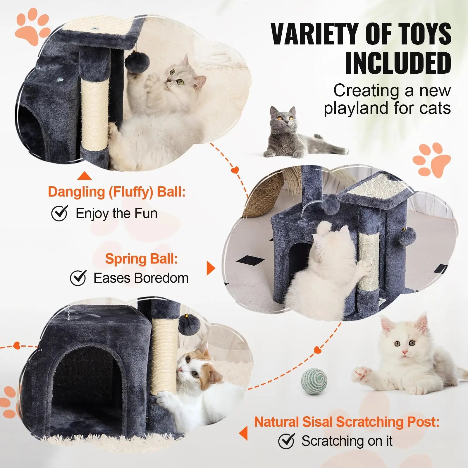 Large Multi-Level Cat Tree Tower with Hammock, Scratching Posts, and Cozy House – Ultimate Cat Activity Center for Climbing, Lounging, and Playing